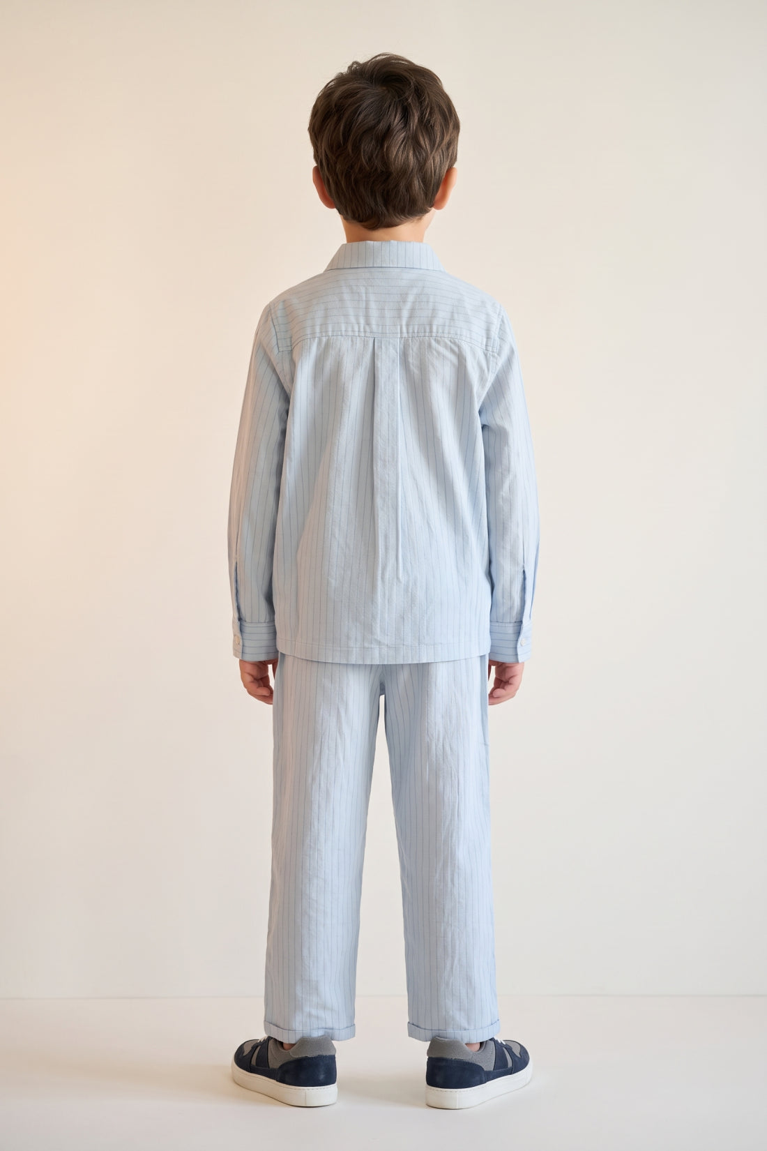 Boys Blue Striped Cotton Summer Trouser