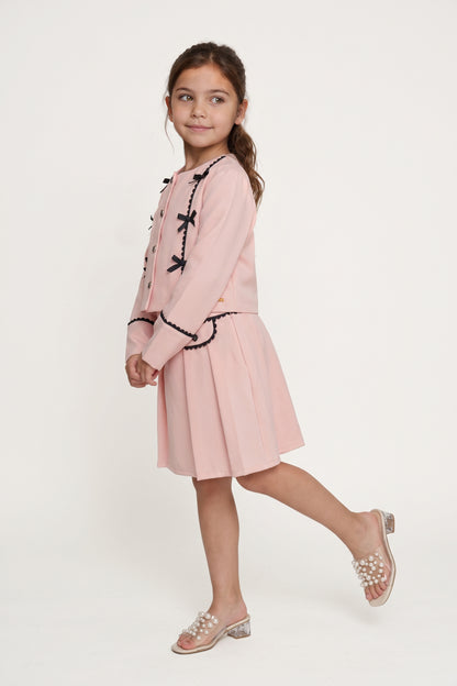 Peach Embellished Banana Crepe Jacket