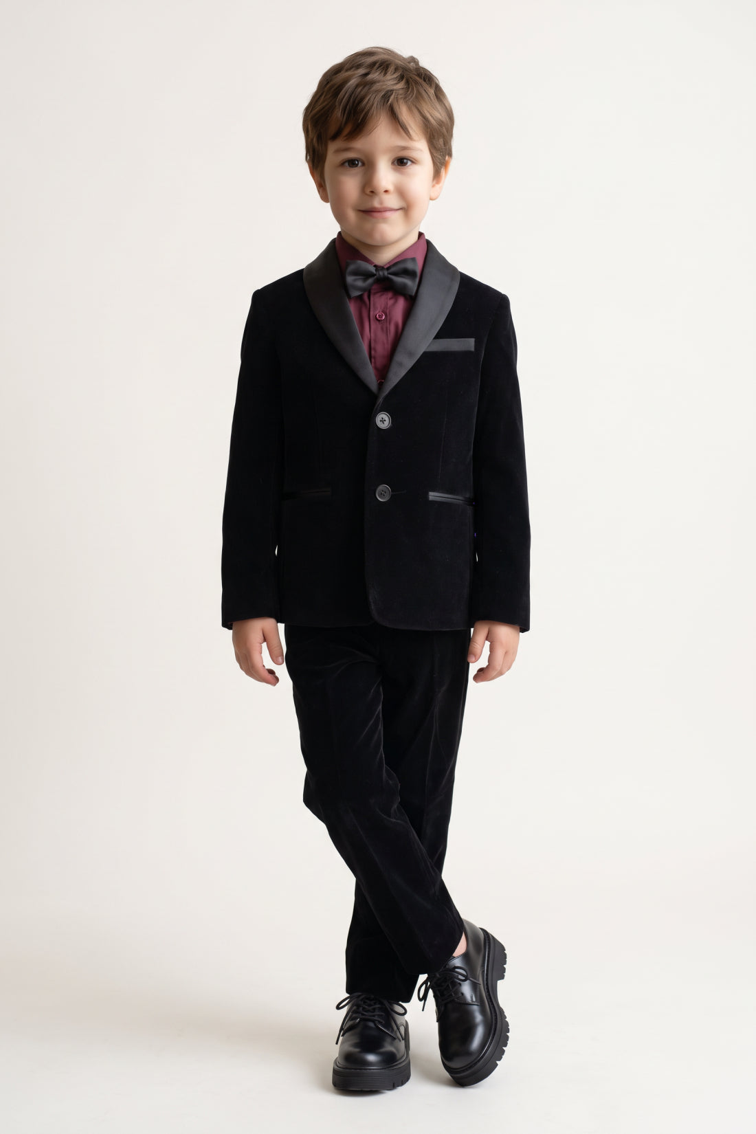 Boys Black Cotton Twill Straight Fit Trousers