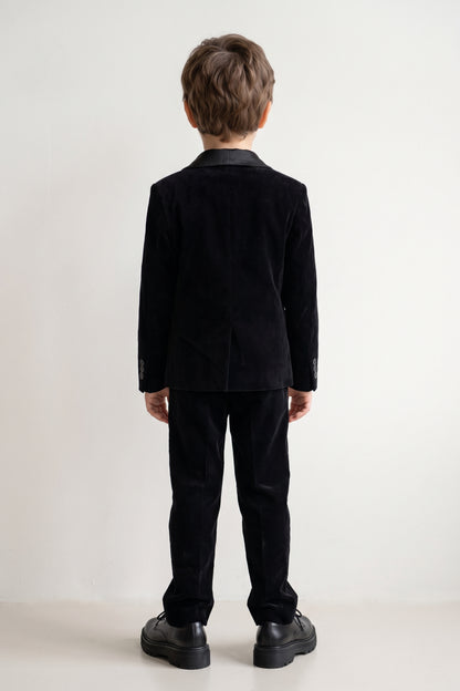 Boys Black Cotton Twill Straight Fit Trousers