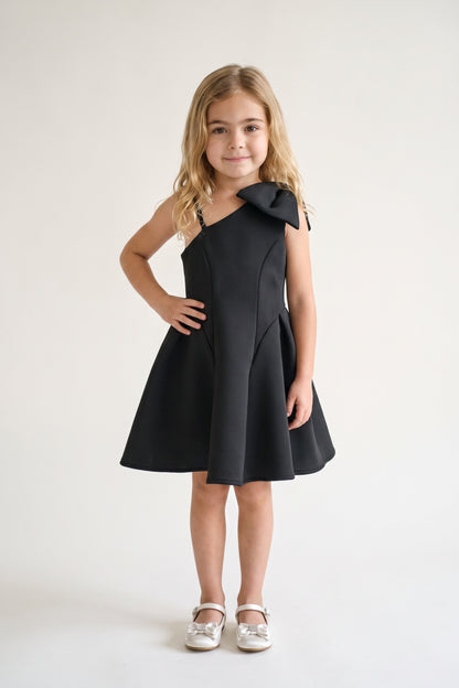 Girls Black Scuba Regular Fit Dress