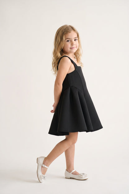 Girls Black Scuba Regular Fit Dress