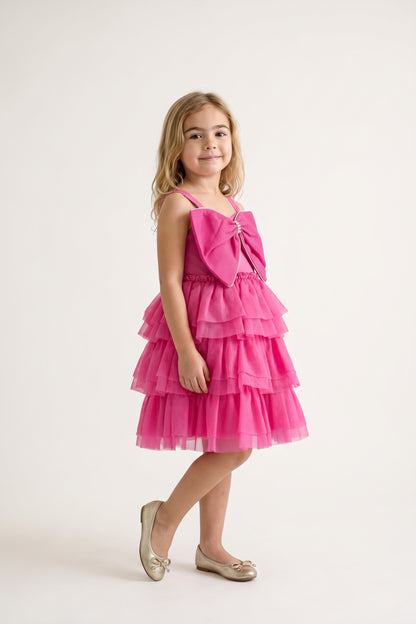 Girls Pink Organza Party Dress