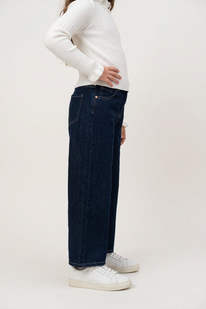 Girls Blue Cotton Denim Straight Fit Jeans