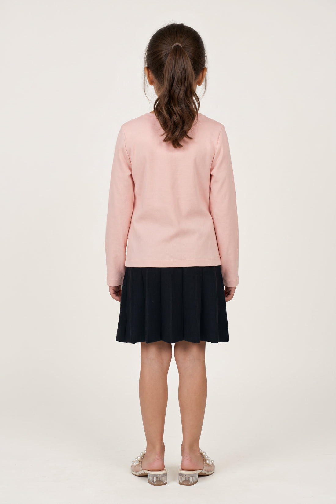 Girls Black Acrylic Knit Regular Fit Skirt