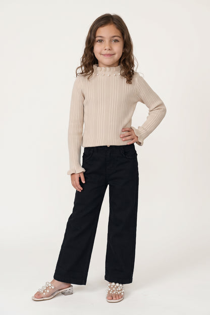 Beige Acrylic High Neck Jumper