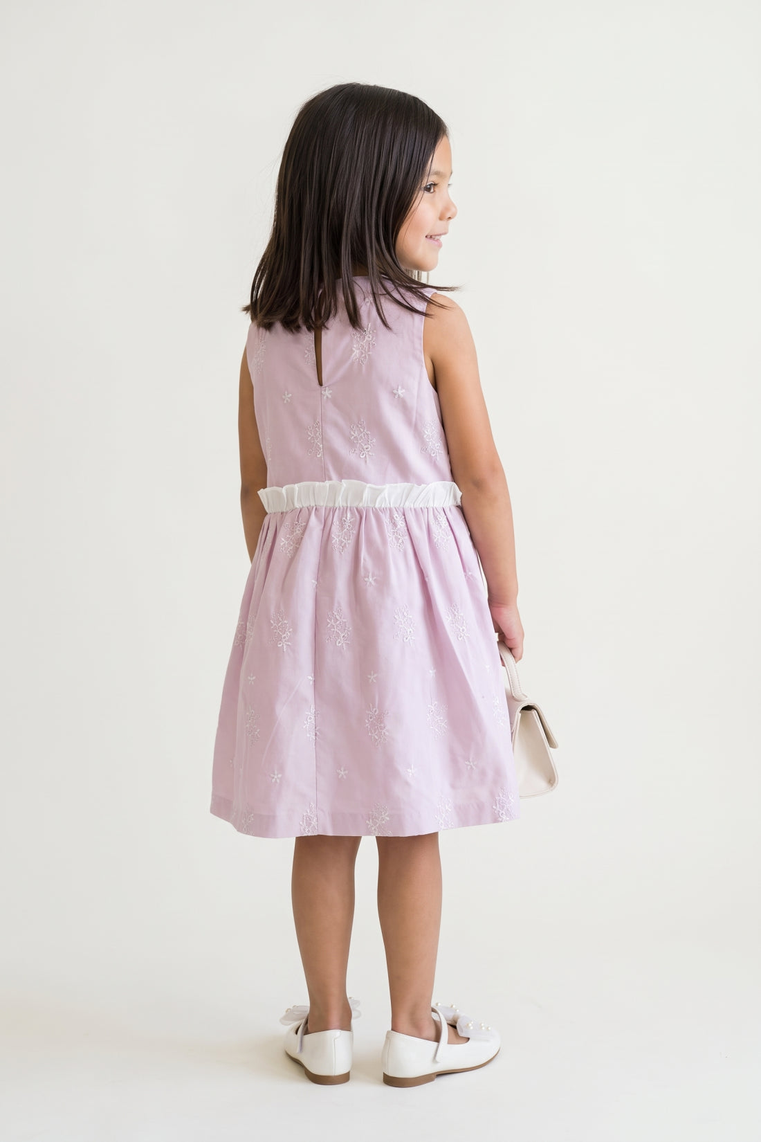 Pink Cotton Dobby Cap Sleeve Dress