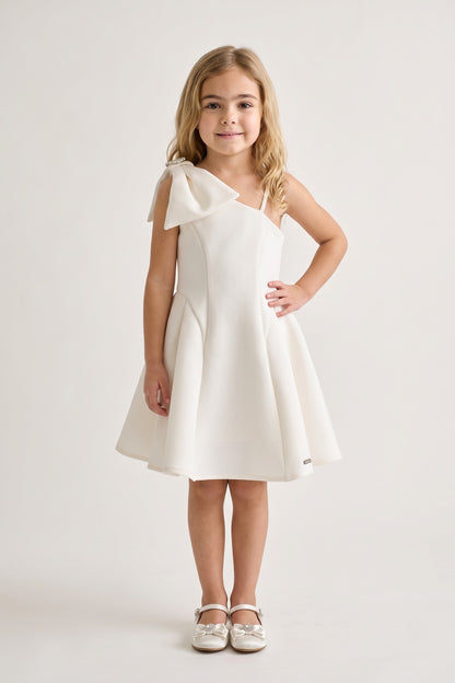 Girls Off White Scuba Regular Fit Dress