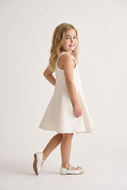 Girls Off White Scuba Regular Fit Dress