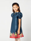 One Friday Kids Girls Navy Blue Princess Printed Dress