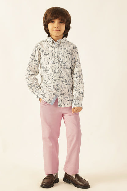 Boys Multi Color Abstract Shirt