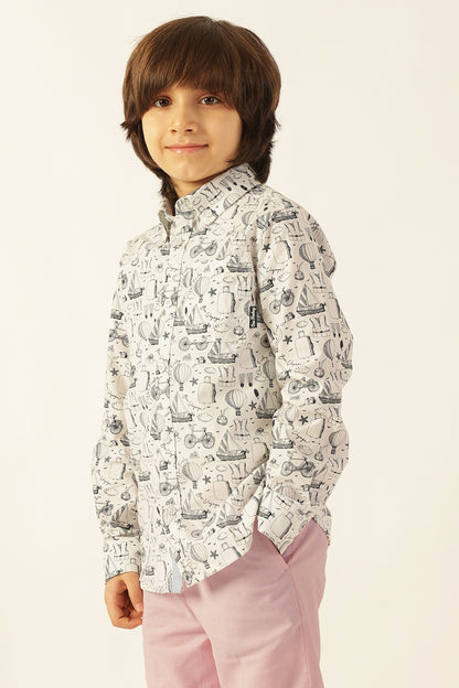 Boys Multi Color Abstract Shirt