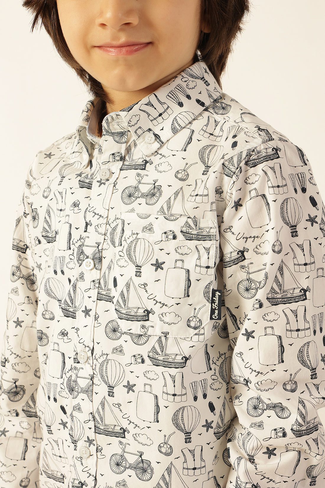 Boys Multi Color Abstract Shirt