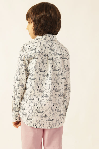 Boys Multi Color Abstract Shirt