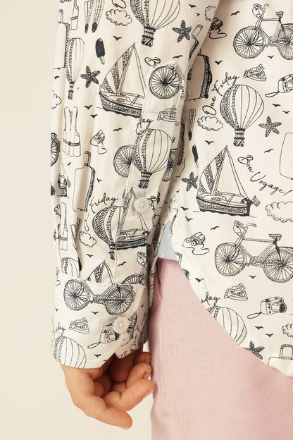 Boys Multi Color Abstract Shirt