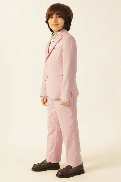 Boys Pink Solid Cotton Summer Suit – Formal Wear