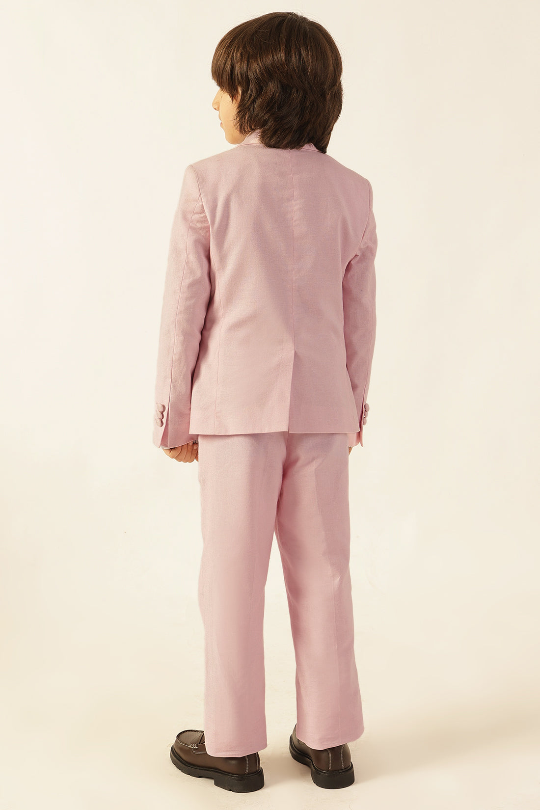 Boys Pink Solid Cotton Summer Suit – Formal Wear