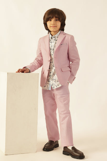 Boys Pink Solid Cotton Summer Suit – Formal Wear