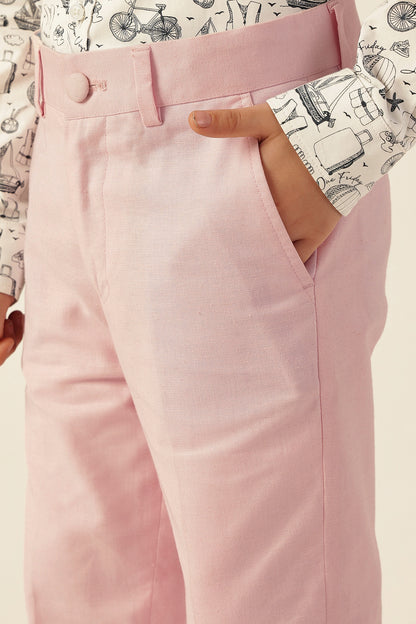 Boys Pink Solid Cotton Summer Suit – Formal Wear