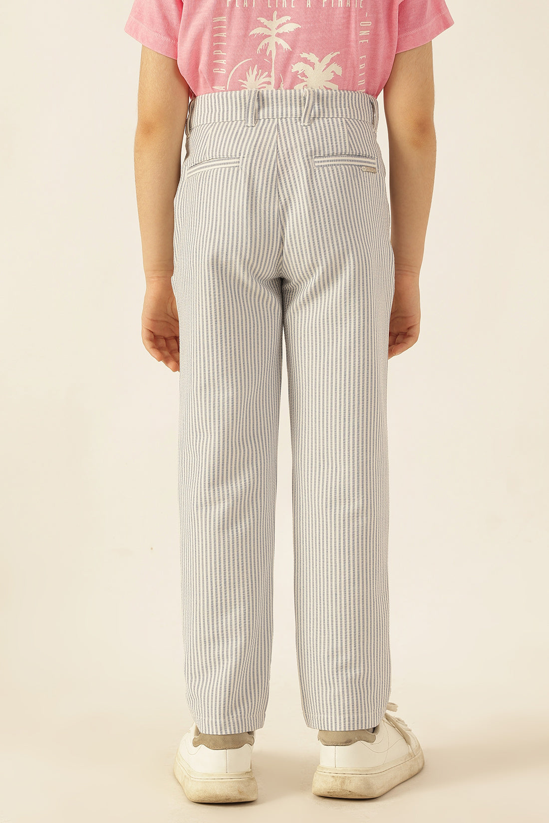 Boys Blue Striped Seersucker Trousers
