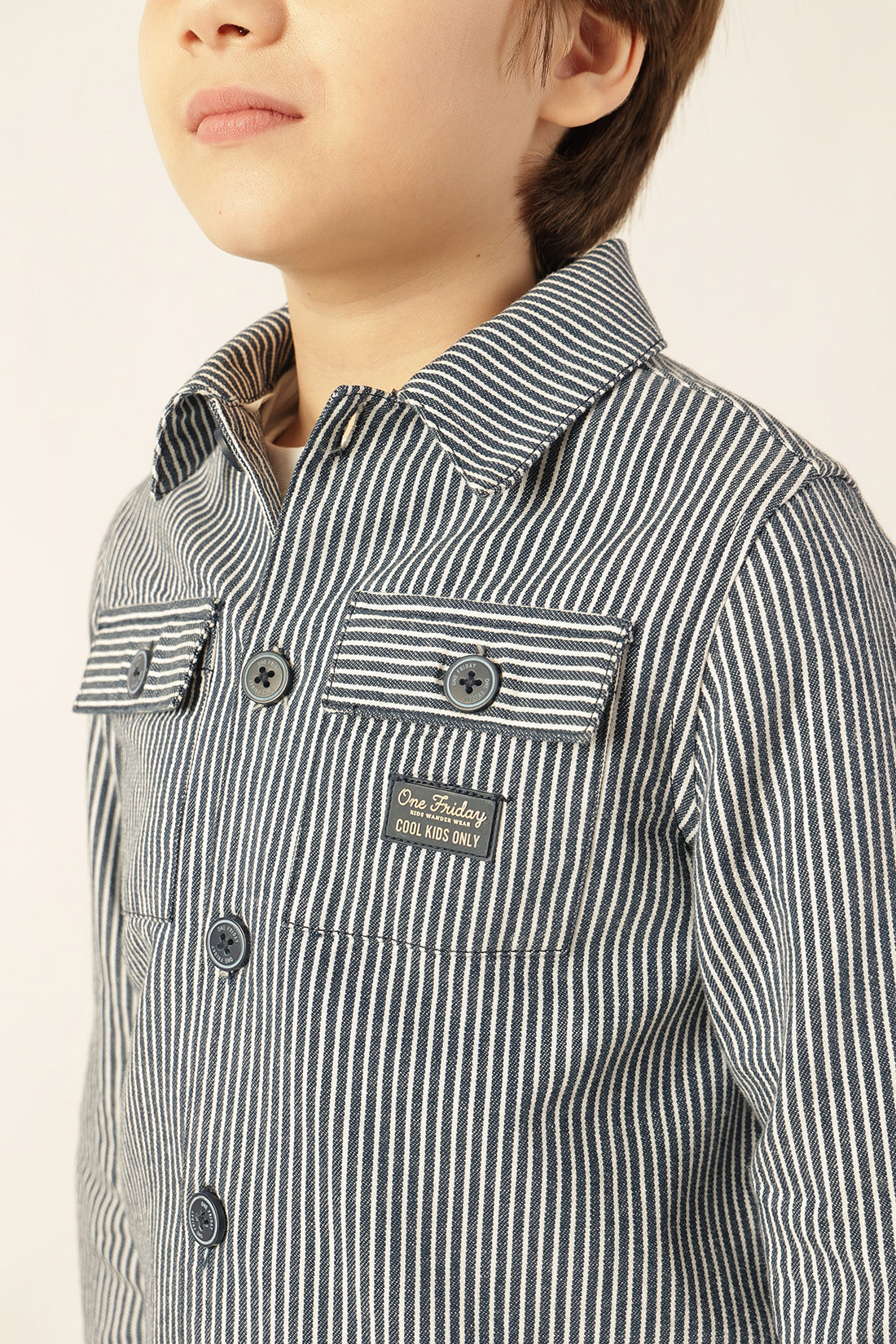 Boys Blue Striped Overshirt