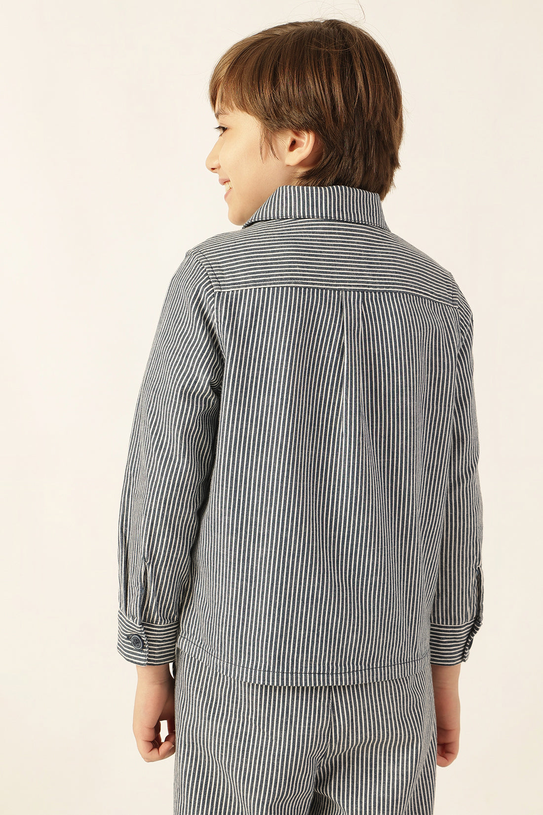 Boys Blue Striped Overshirt