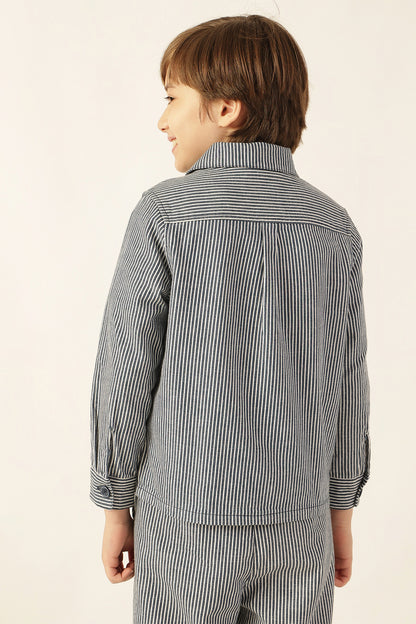 Boys Blue Striped Overshirt