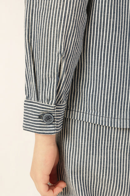Boys Blue Striped Overshirt