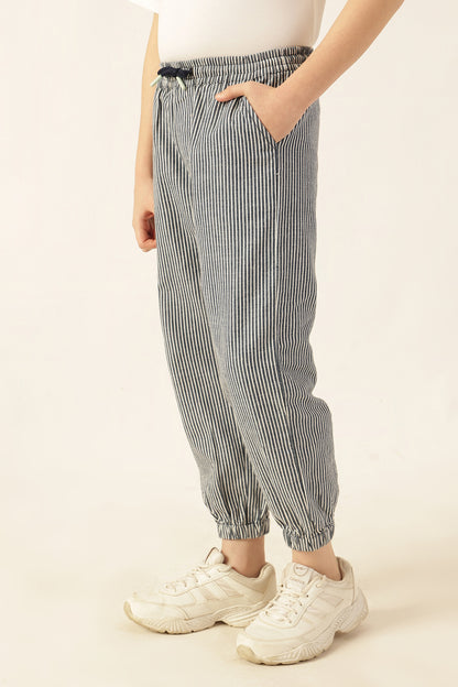 Boys Blue Striped Jogger Pants