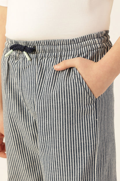 Boys Blue Striped Jogger Pants