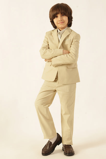 Boys Beige Cotton Slub Blazer
