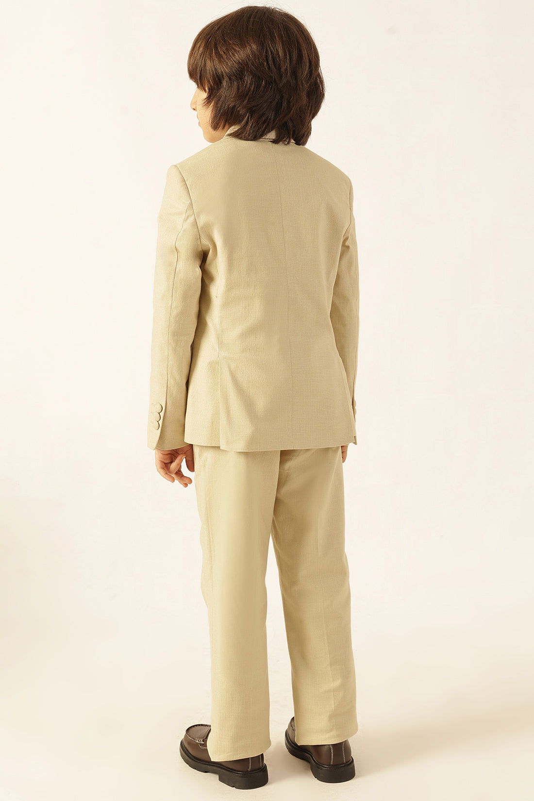 Boys Beige Cotton Slub Blazer
