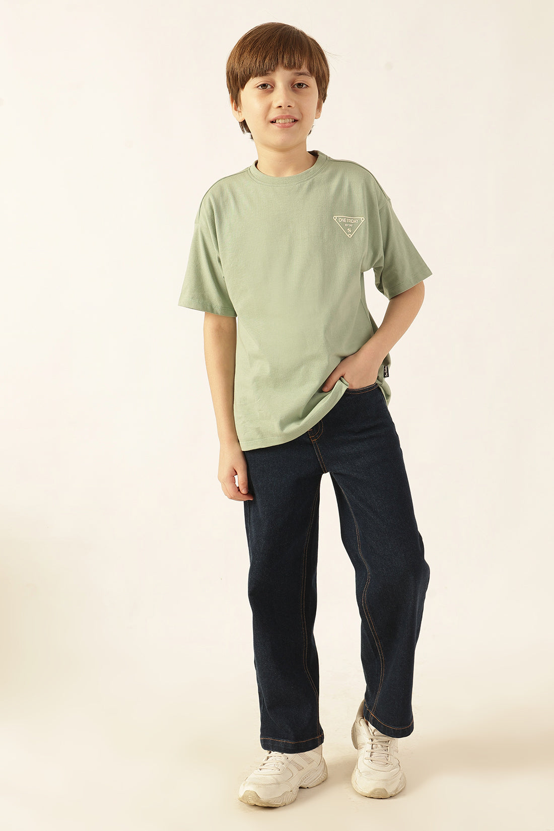 Boys Green Printed Jersey Knit T-Shirt