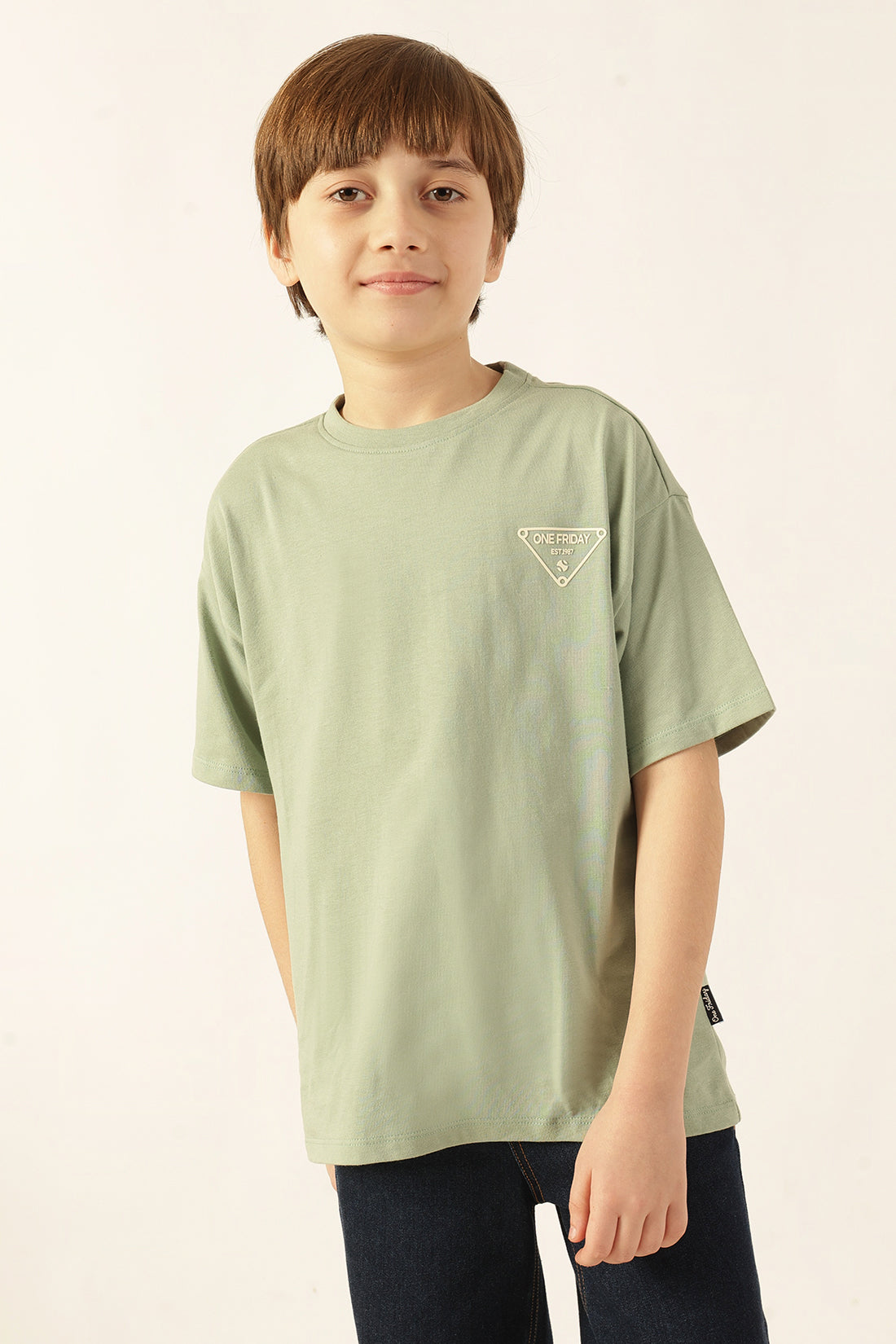 Boys Green Printed Jersey Knit T-Shirt