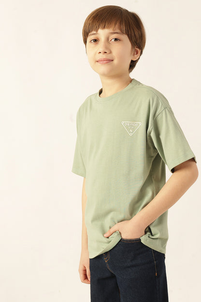 Boys Green Printed Jersey Knit T-Shirt
