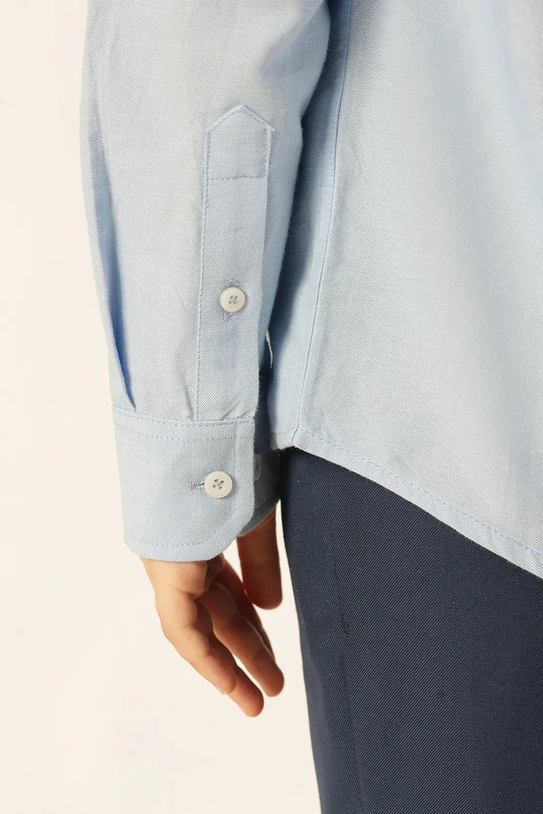 Boys Blue Solid Cotton Shirt