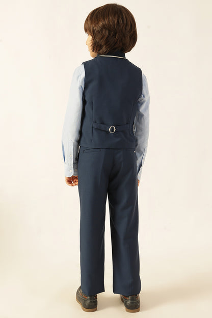 Boys Navy Blue Poly Viscose Waistcoat