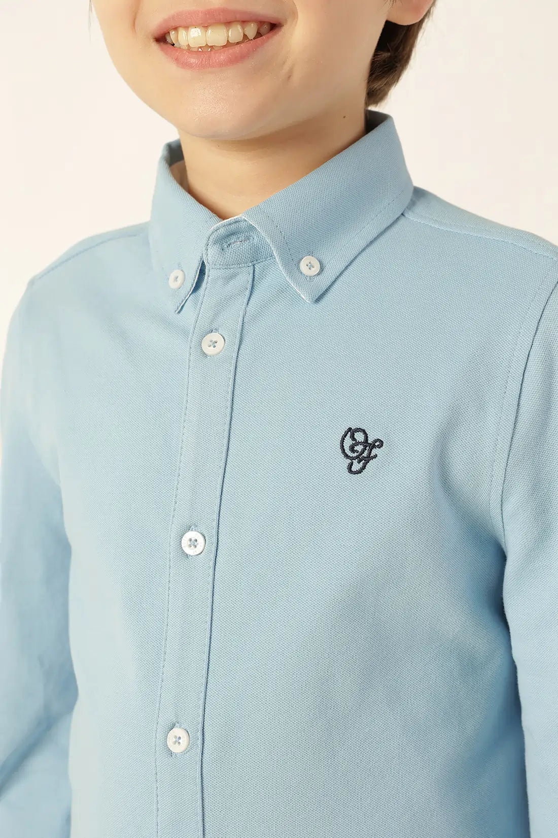Boys Blue Pique Cotton Shirt