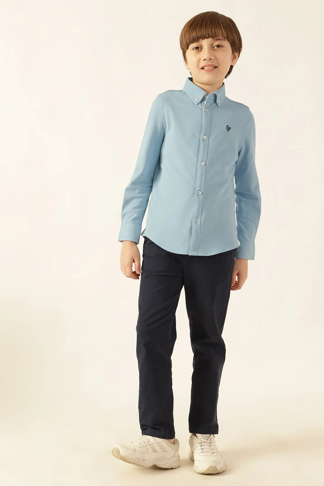 Boys Blue Pique Cotton Shirt