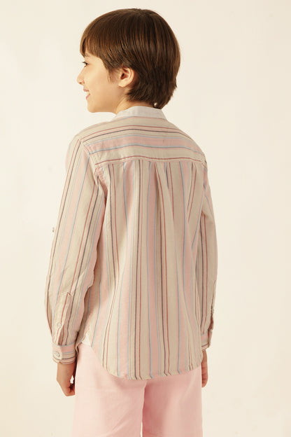 Boys Multi Color Casual Striped Shirt