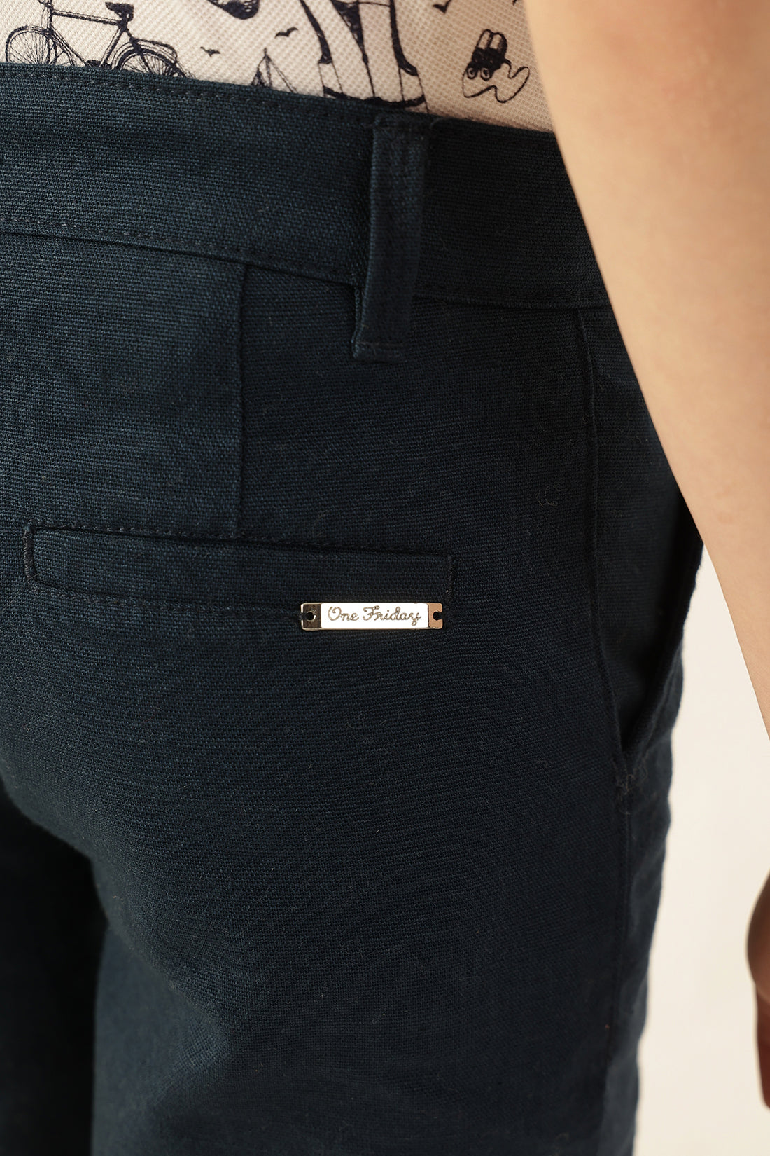 Boys Navy Blue Cotton Slub Shorts