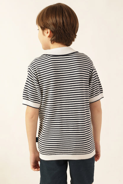 Boys Multi Striped Jacquard Polo T-Shirt