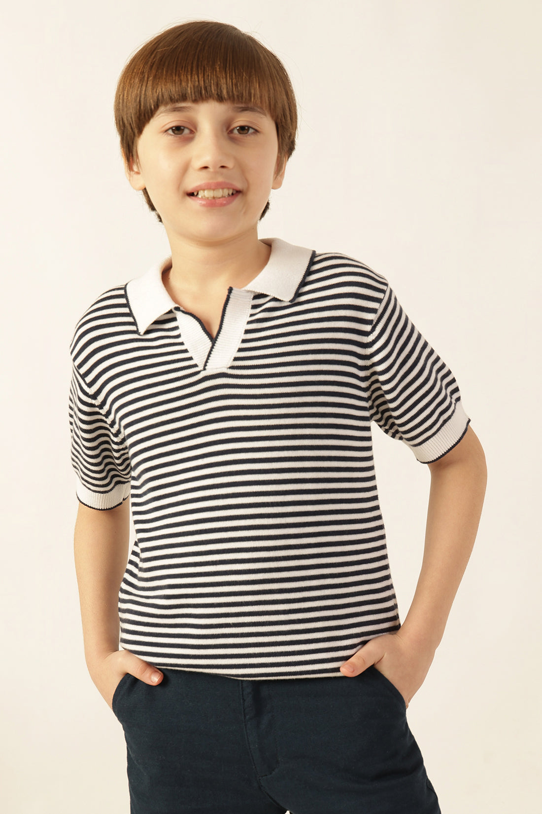 Boys Multi Striped Jacquard Polo T-Shirt