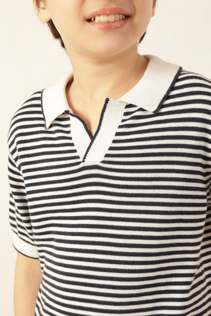 Boys Multi Striped Jacquard Polo T-Shirt