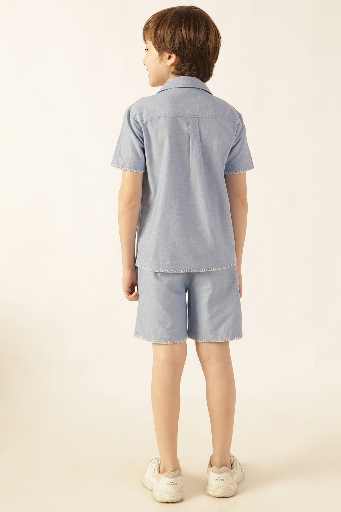 Boys Blue Drawstring Chambray Shorts