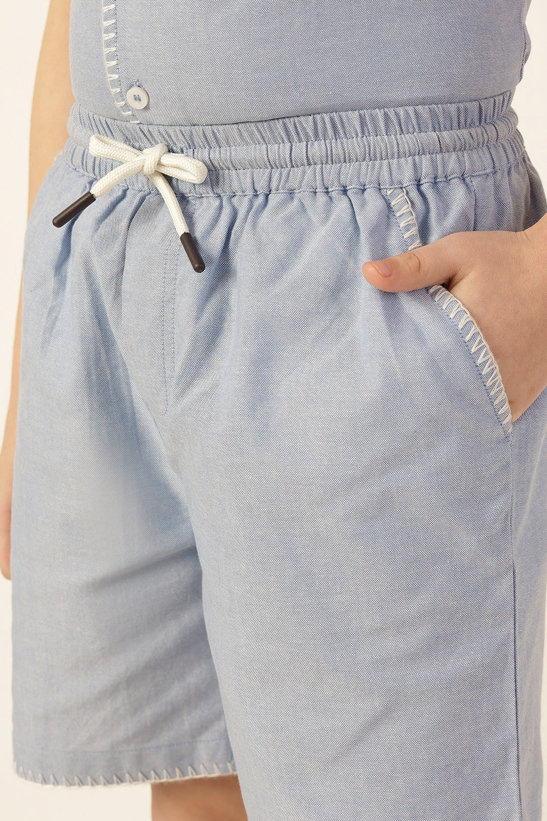 Boys Blue Solid Chambray Shirt