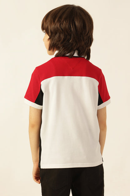 Boys Multi Printed Polo Neck Knit T-Shirt