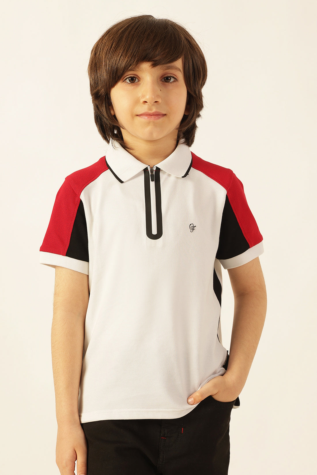 Boys Multi Printed Polo Neck Knit T-Shirt