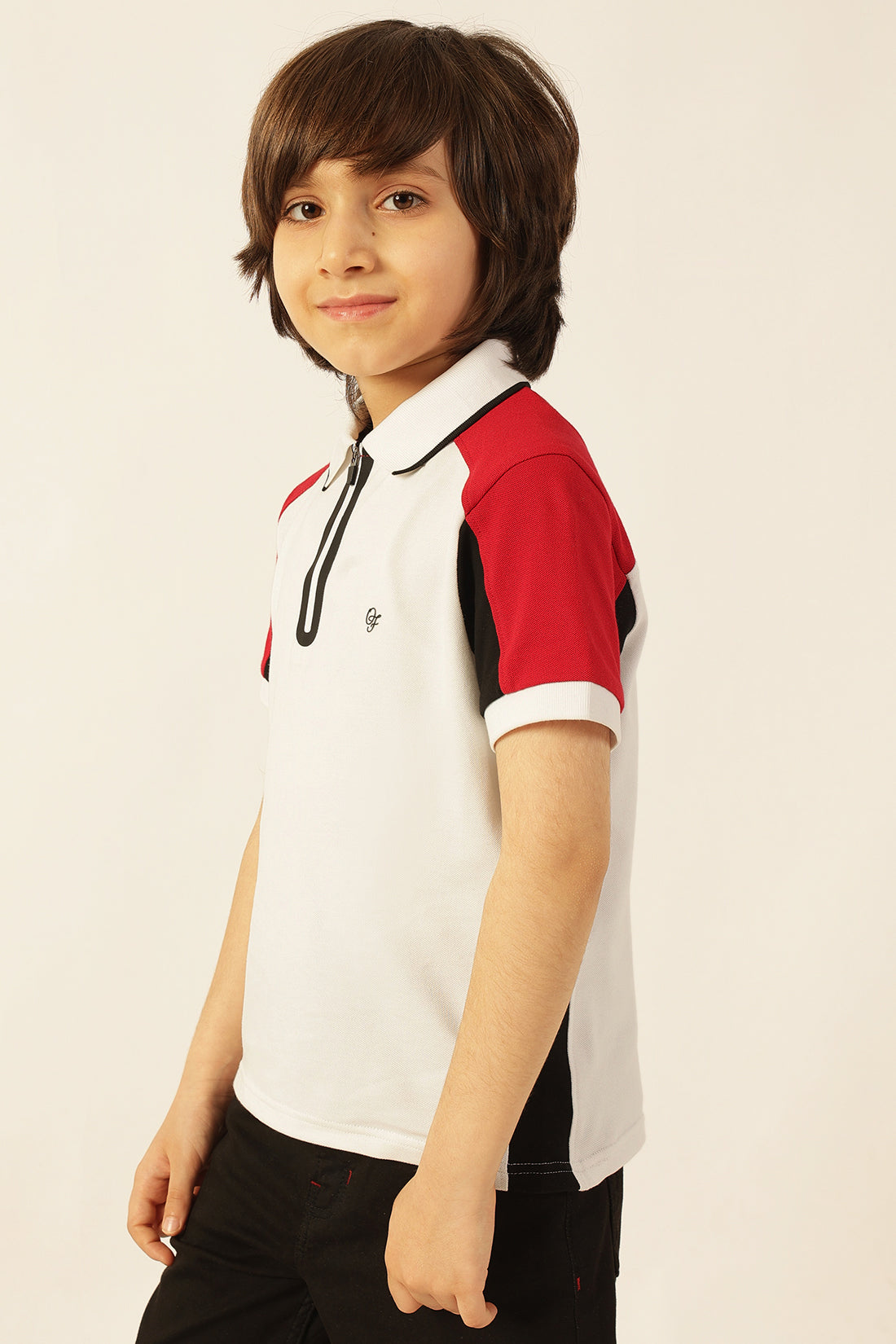 Boys Multi Printed Polo Neck Knit T-Shirt