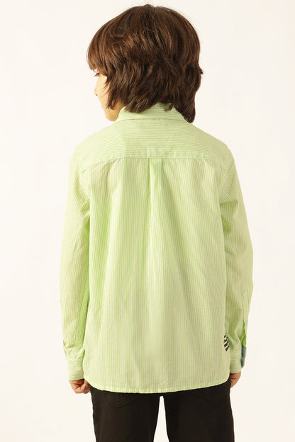Boys Green Striped Overshirt